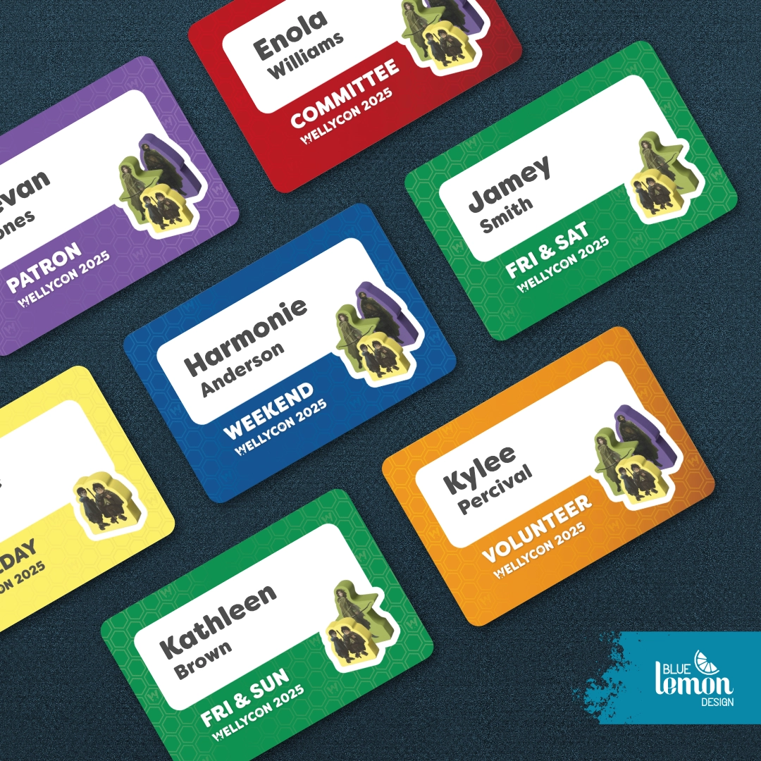 Name Badges for WellyCon 2025 in Wellington